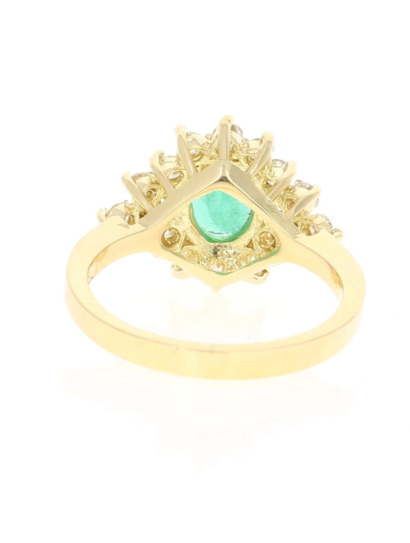 Modern 1.85 Carat Emerald Diamond 18 Karat Yellow Gold Engagement Ring GIA Certified