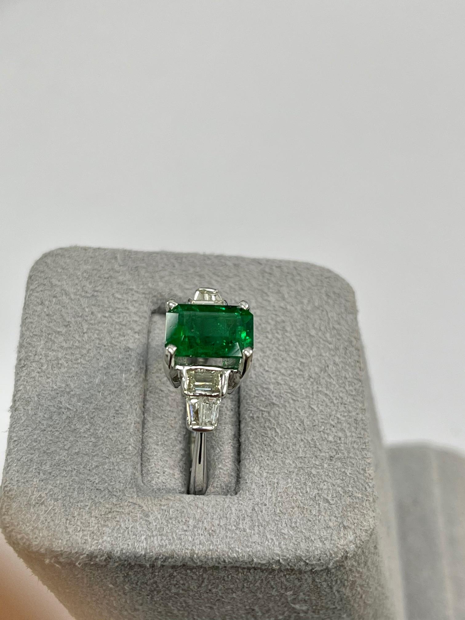 Emerald Cut 1.85 Carat Emerald Diamond Cocktail Ring For Sale