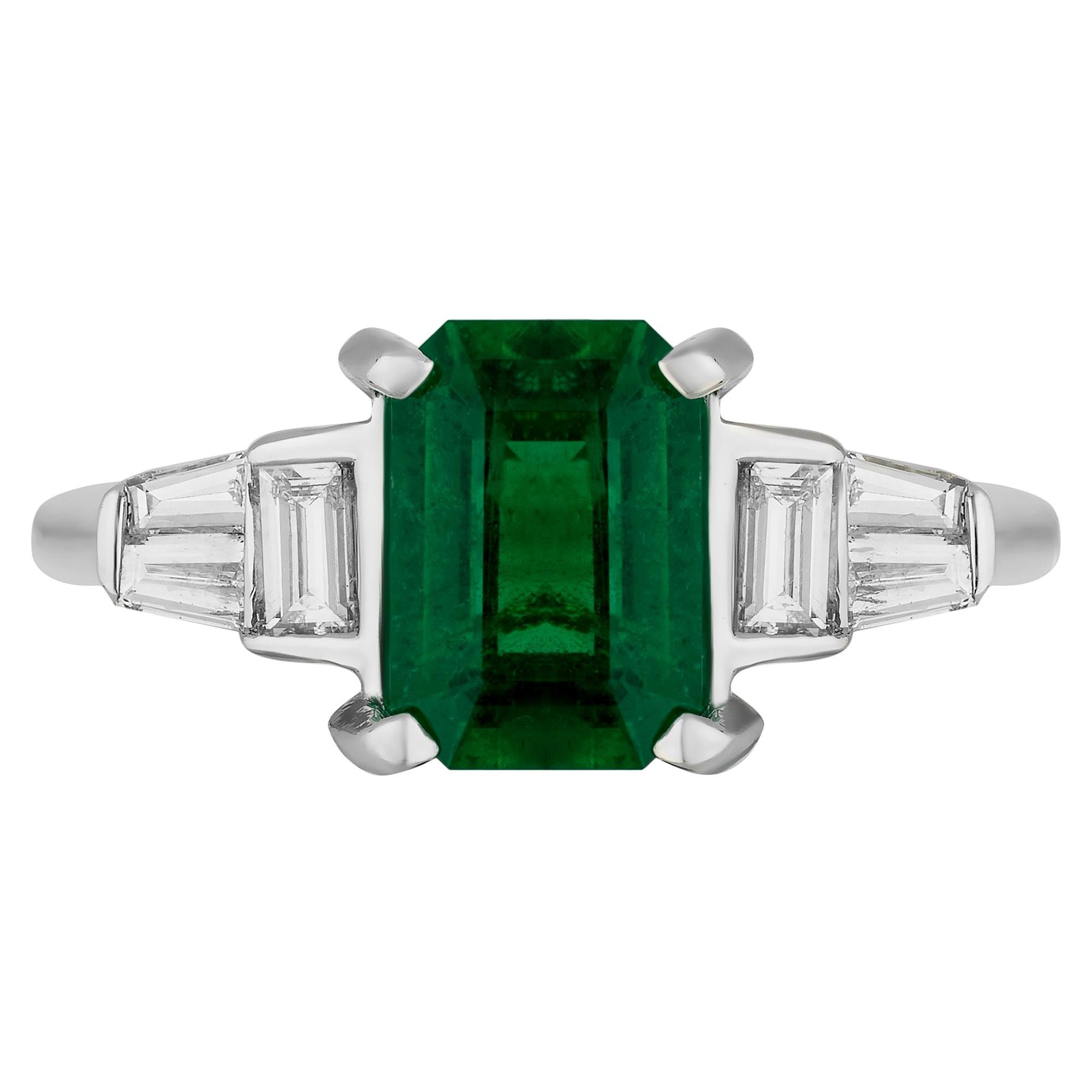 1.85 Carat Emerald Diamond Cocktail Ring