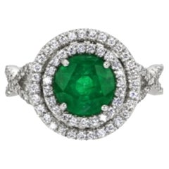 1.85 Carat Emerald Diamond Ring 18 Karat White Gold