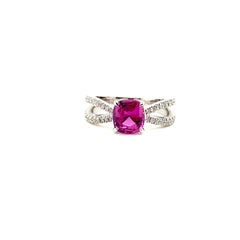 1.85 Carat GRS Certified Ceylon Vivid Pink Sapphire and Diamond Engagement Ring