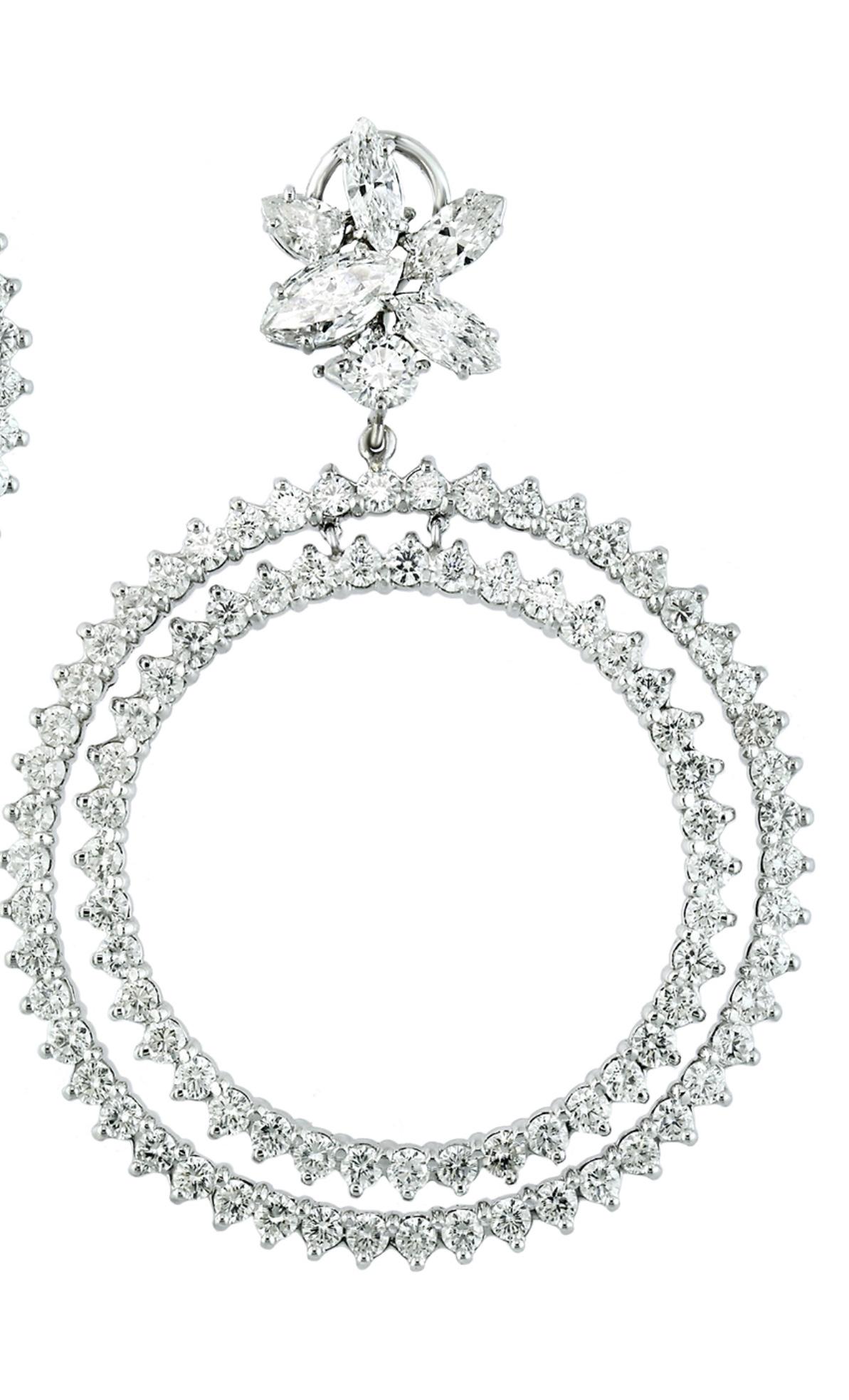 18.5 Carat Large Circle Diamond Hoop Gala Cocktail Earrings 18 Karat White Gold 8