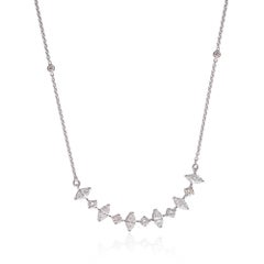 1.85 Carat Marquise Diamond Choker Necklace Solid 18k White Gold Fine Jewelry