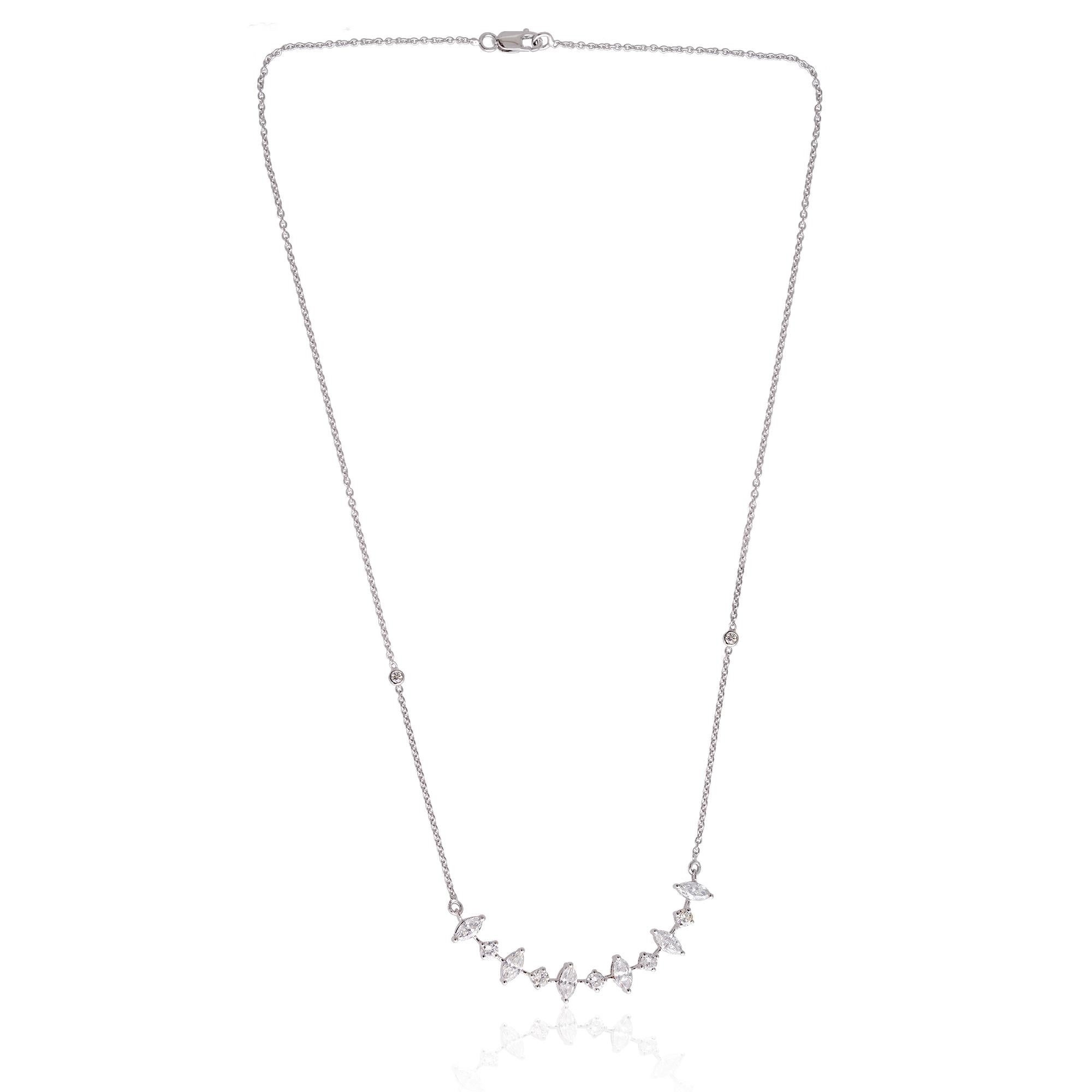 Collana girocollo con diamanti marquise da 1,85 carati in oro bianco massiccio 18k Gioielli di pregio