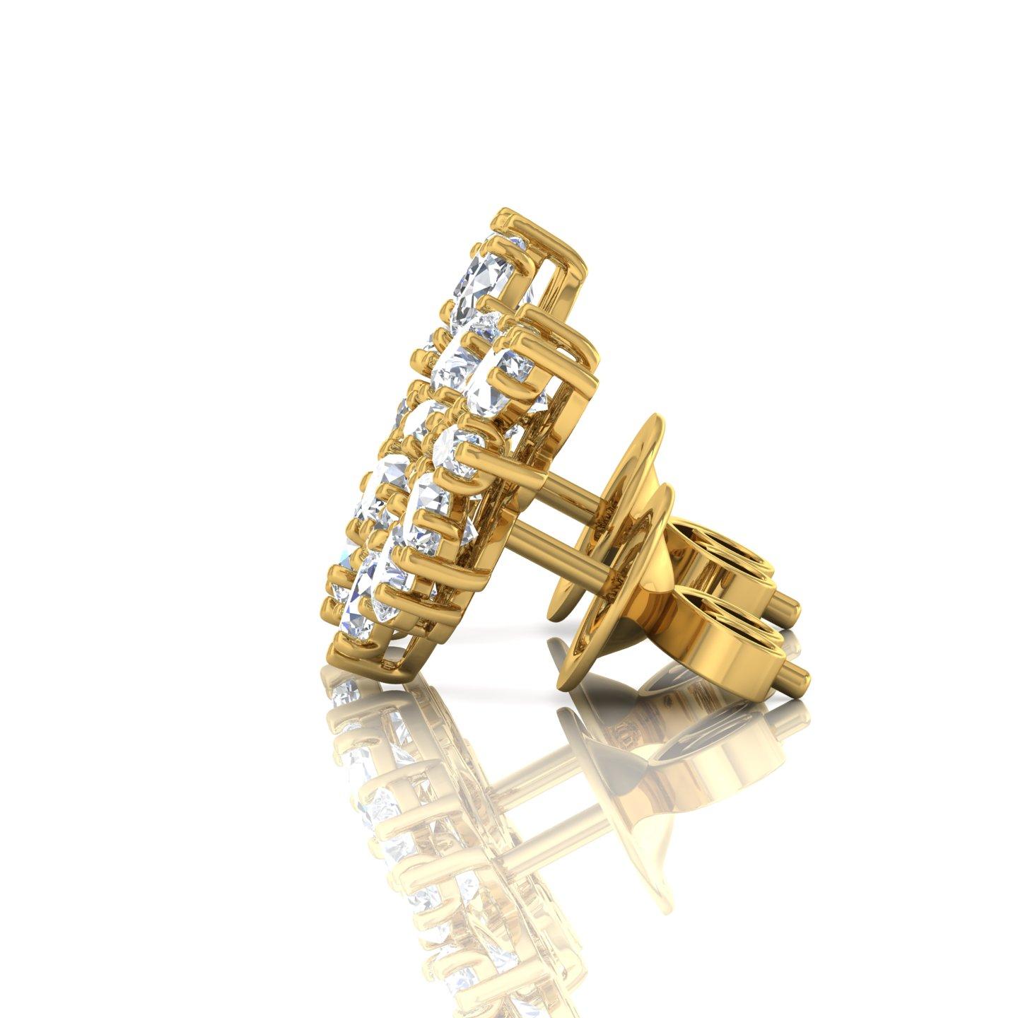 Modern 1.85 Carat Marquise Pear Diamond Earrings 18 Karat Yellow Gold Handmade Jewelry For Sale