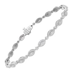 1.85 Carat Marquise & Round Diamond Evil Eye Charm Bracelet 14 Karat White Gold