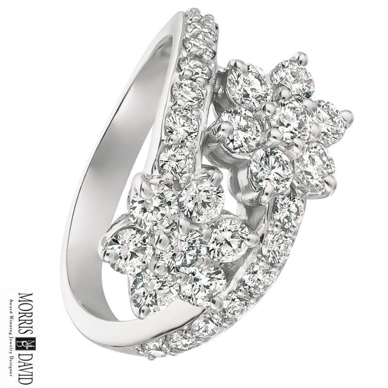 in vendita:  Anello doppio fiore con diamante naturale da 1,85 carati G SI Oro bianco 14 carati 3