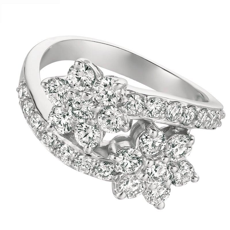 in vendita:  Anello doppio fiore con diamante naturale da 1,85 carati G SI Oro bianco 14 carati 4