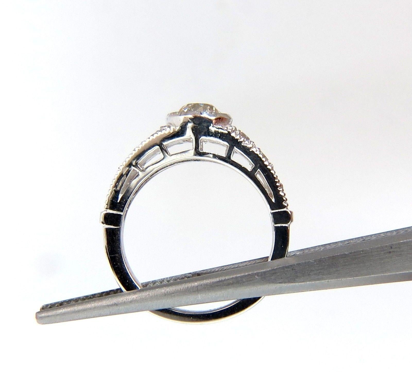 1.85 Carat Natural European Cut Flush Mount Diamond Ring 14 Karat I/VS For Sale 3