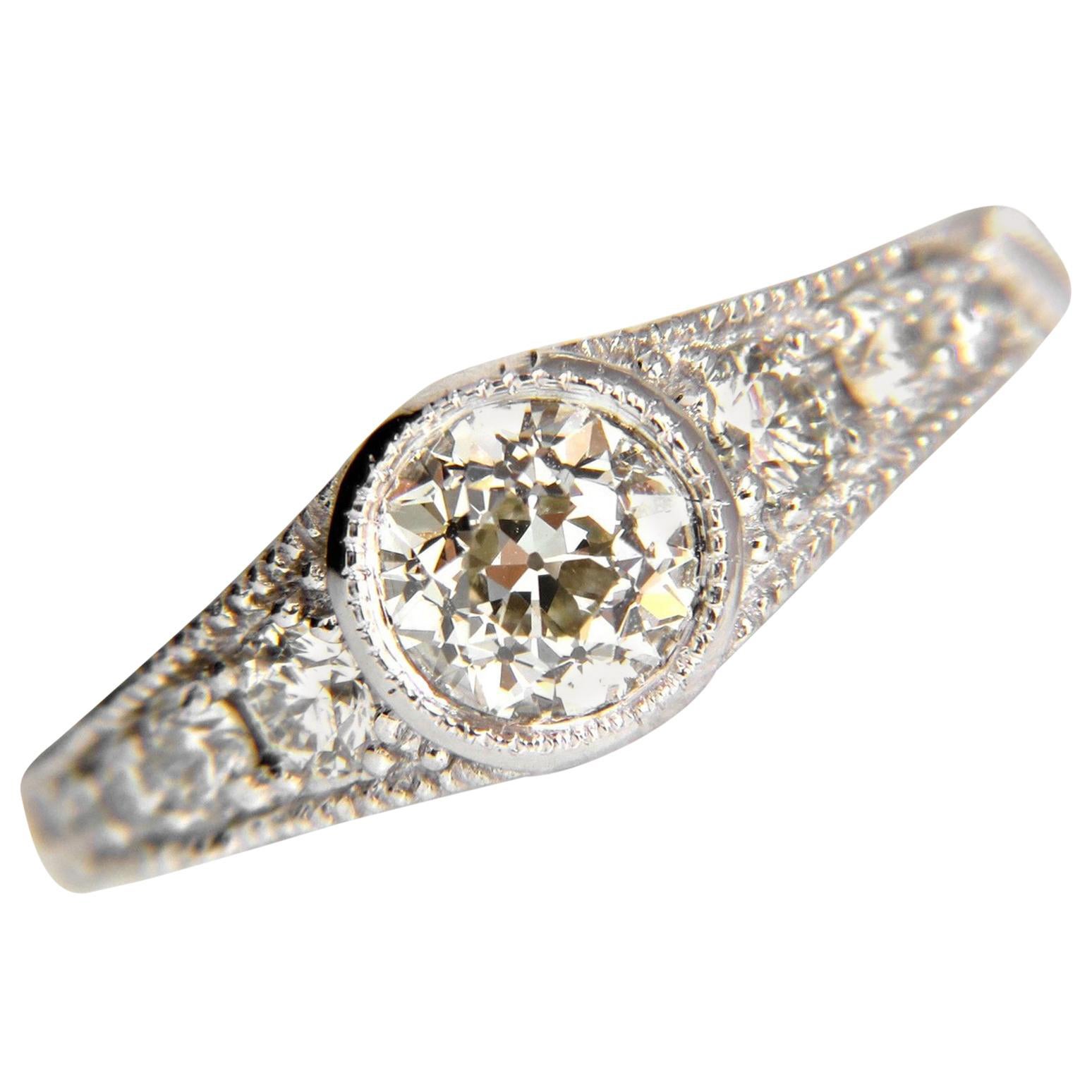 1,85 Karat Natürlicher Europäischer Schliff Flush Mount Diamantring 14 Karat I/VS*