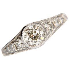 1.85 Carat Natural European Cut Flush Mount Diamond Ring 14 Karat I/VS*