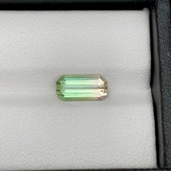 1.85 Carat Natural Loose Bi Color Tourmaline Stone Emerald Cut Afghan Gemstone