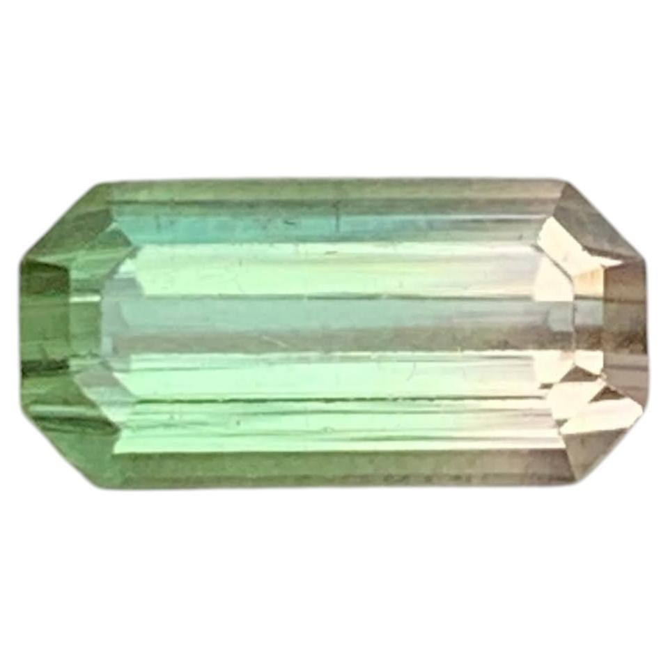 1.85 Carat Natural Loose Bi Color Tourmaline Stone Emerald Cut Afghan Gemstone For Sale