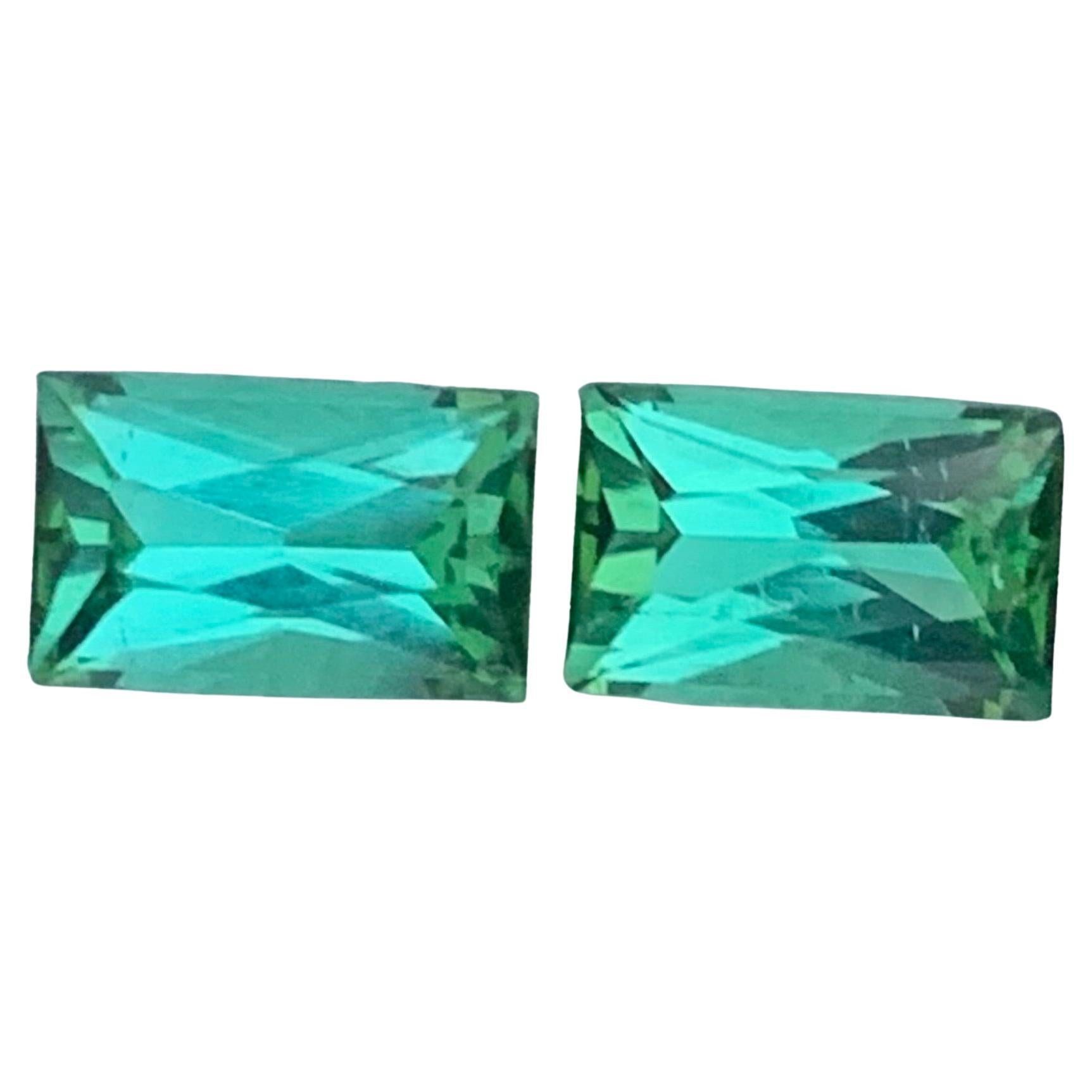 1.85 Carat Natural Loose Blue Green Tourmaline Pair Scissor Cut Gemstone