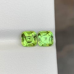 1.85 Carat Natural Loose Green Peridot Pair Cushion Cut Pakistani Gemstone
