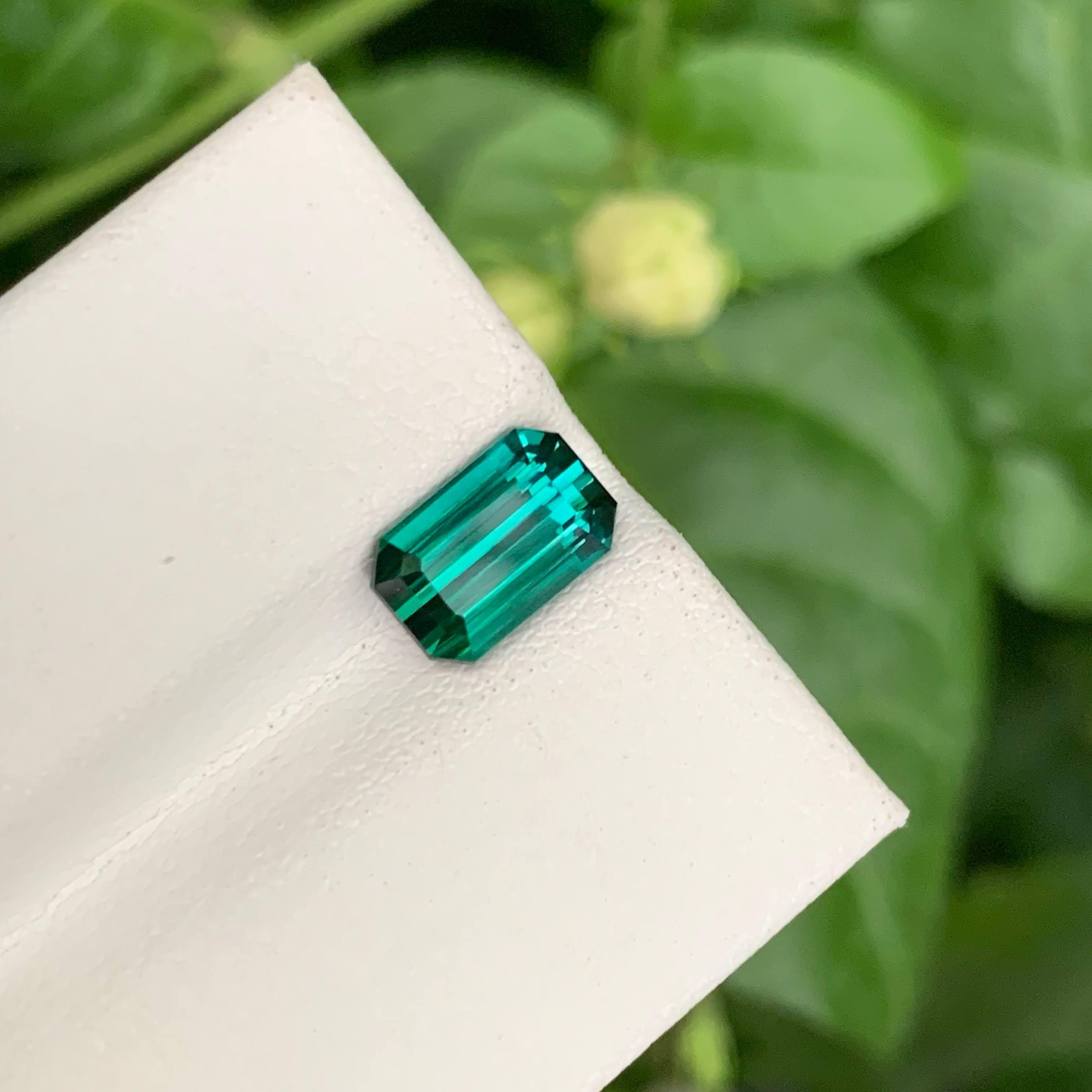 1.85 Carat Natural Loose Greenish Blue Tourmaline Emerald Cut Afghan Gemstone For Sale 5