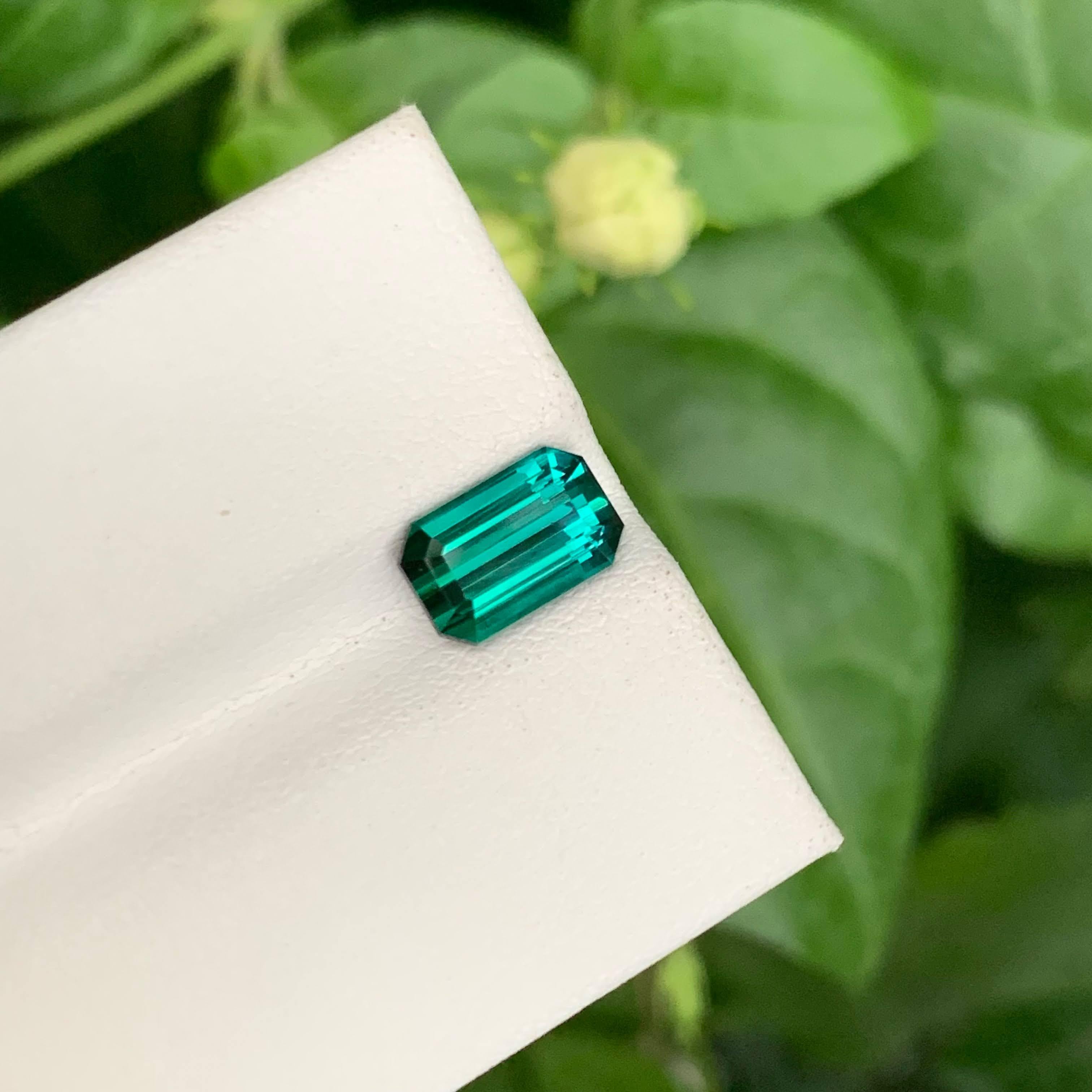 1.85 Carat Natural Loose Greenish Blue Tourmaline Emerald Cut Afghan Gemstone For Sale 6