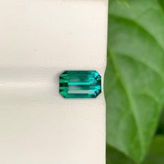 1.85 Carat Natural Loose Greenish Blue Tourmaline Emerald Cut Afghan Gemstone
