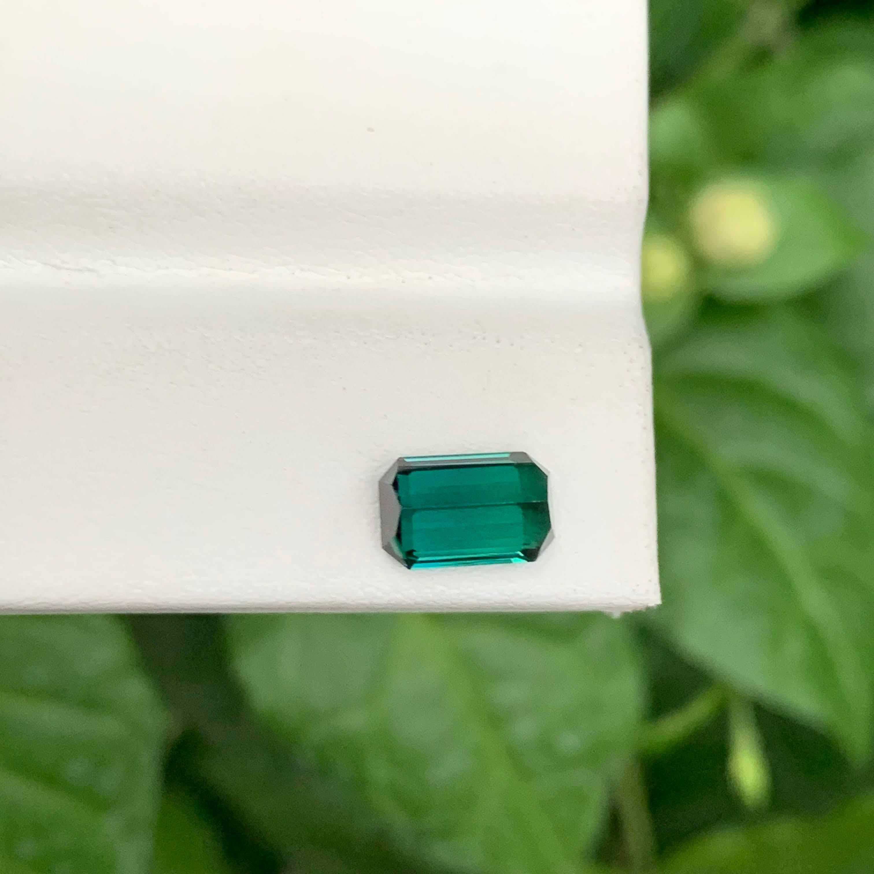 1.85 Carat Natural Loose Greenish Blue Tourmaline Emerald Cut Afghan Gemstone In New Condition For Sale In Bangkok, TH