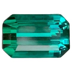1.85 Carat Natural Loose Greenish Blue Tourmaline Emerald Cut Afghan Gemstone