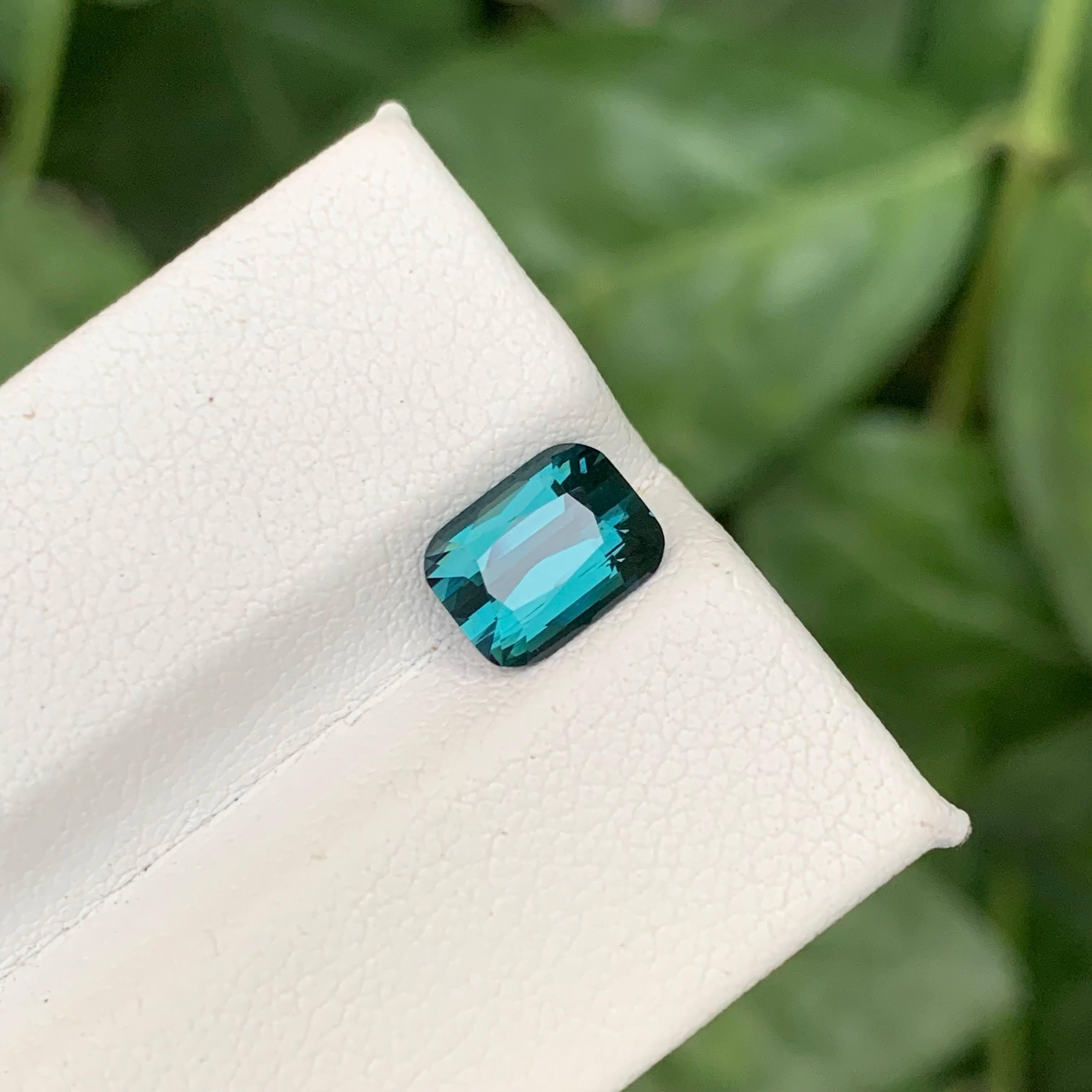 da uomo o donna 1,85 carati di tormalina indicolite naturale sciolta, pietra tagliata a cuscino, gemma afgana in vendita