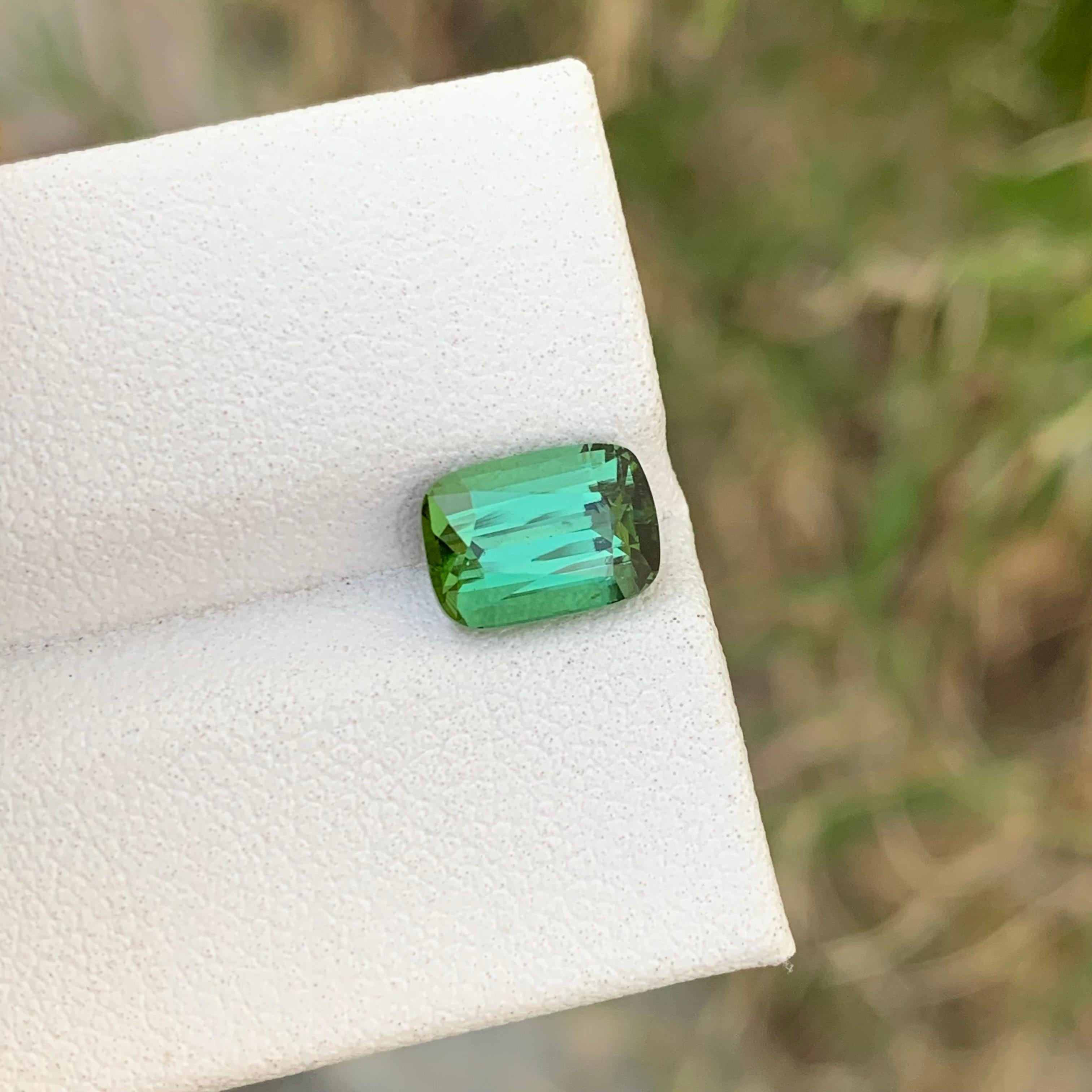 Cushion Cut 1.85 Carat Natural Loose Lagoon Tourmaline Emerald Shape Gem For Jewellery For Sale