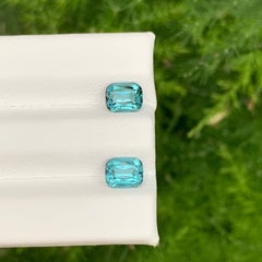 1.85 Carat Natural Loose Lagoon Tourmaline Pair Cushion Cut Afghan Gemstone
