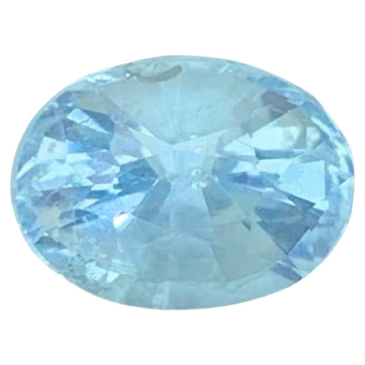 1.85 Carat Natural Loose Light Blue Aquamarine Stone Oval Cut African Gemstone