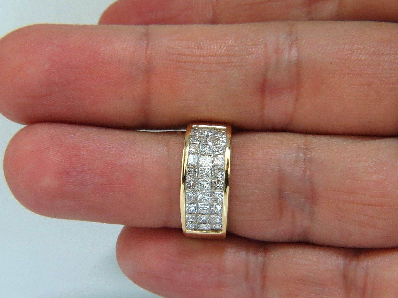 1.85 Carat Natural Princess Diamond Band Ring 14 Karat Channel Row Invisible In New Condition In New York, NY