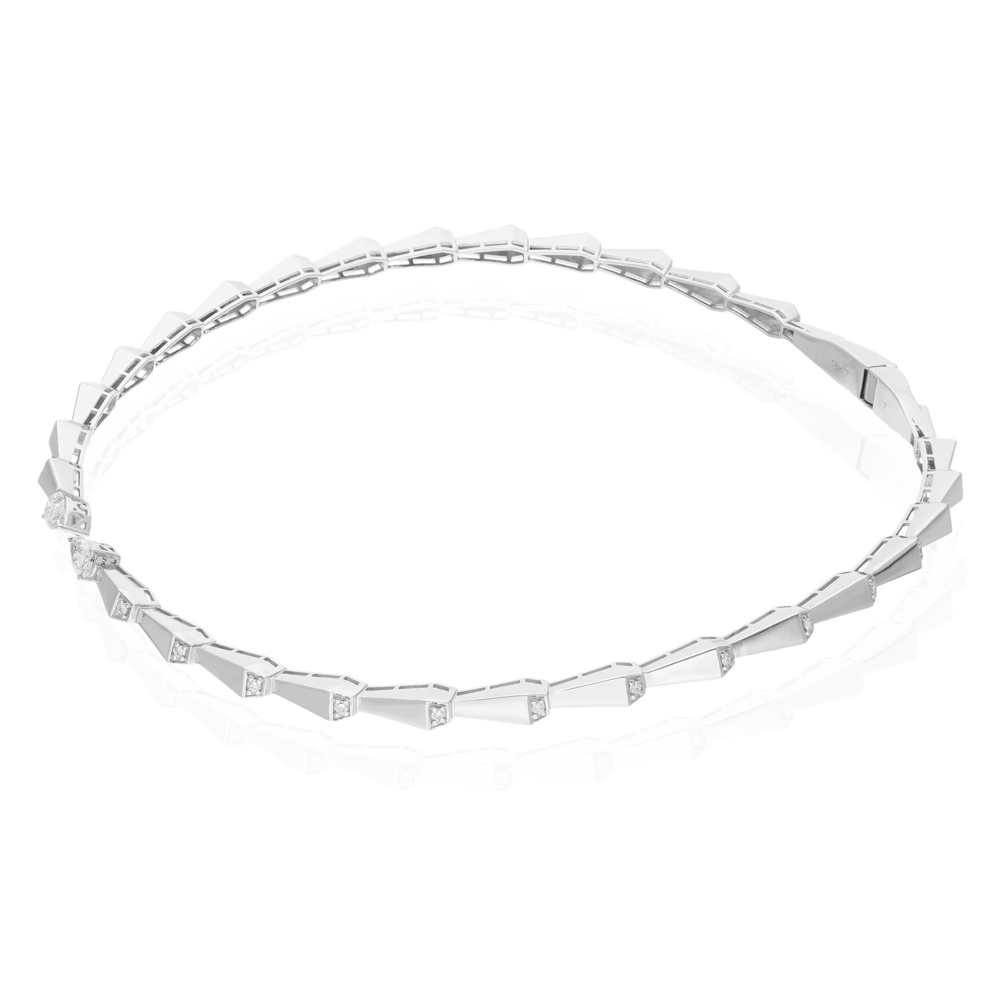 Collana a girocollo con diamante a pera e serpentina da 1,85 carati, gioielli in oro bianco 14 carati In condizioni Nuovo in vendita a Diera, Dubai