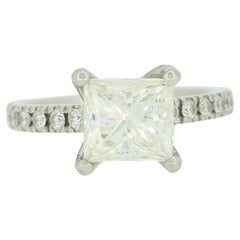 1.85 Carat Princess Cut Diamond Solitaire Engagement Ring
