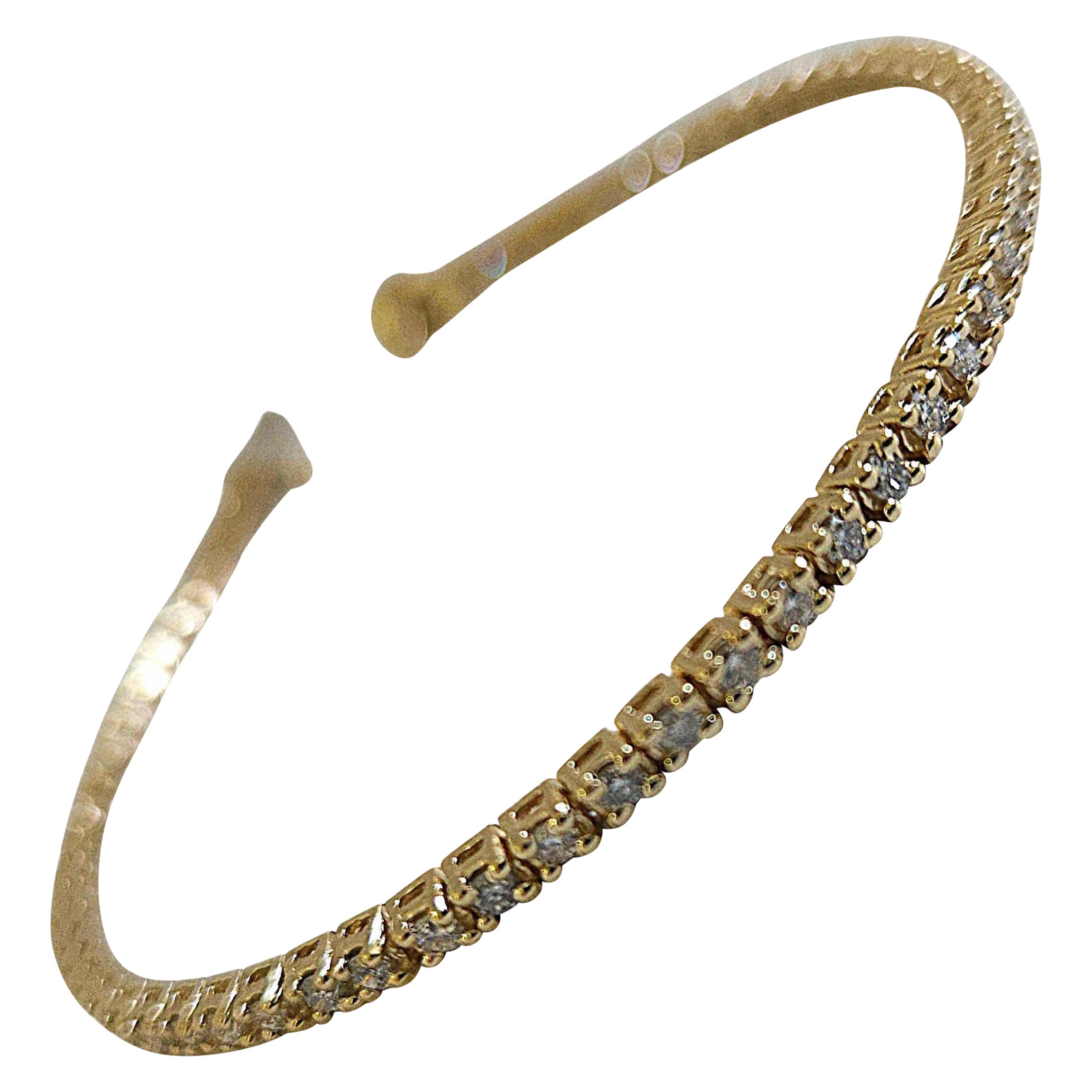 1.85 Carat Round Brilliant Cut Diamond Tennis Bracelet 14 Karat Yellow Gold