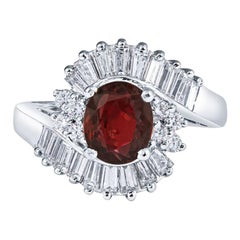 1.85 Carat Ruby and Diamond Art Deco Ring in 18KT White Gold