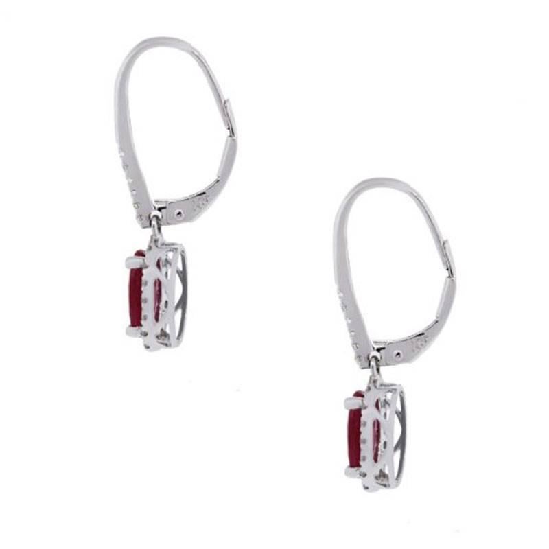 Oval Cut 1.85 Carat Ruby Dangle Earrings