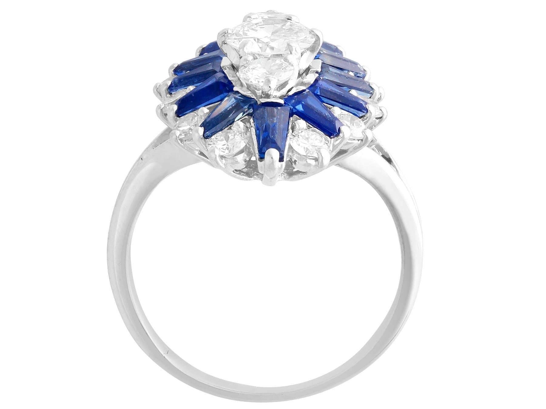 Women's or Men's 1.85 Carat Sapphire and 1.76 Carat Diamond White Gold Cluster Ring For Sale