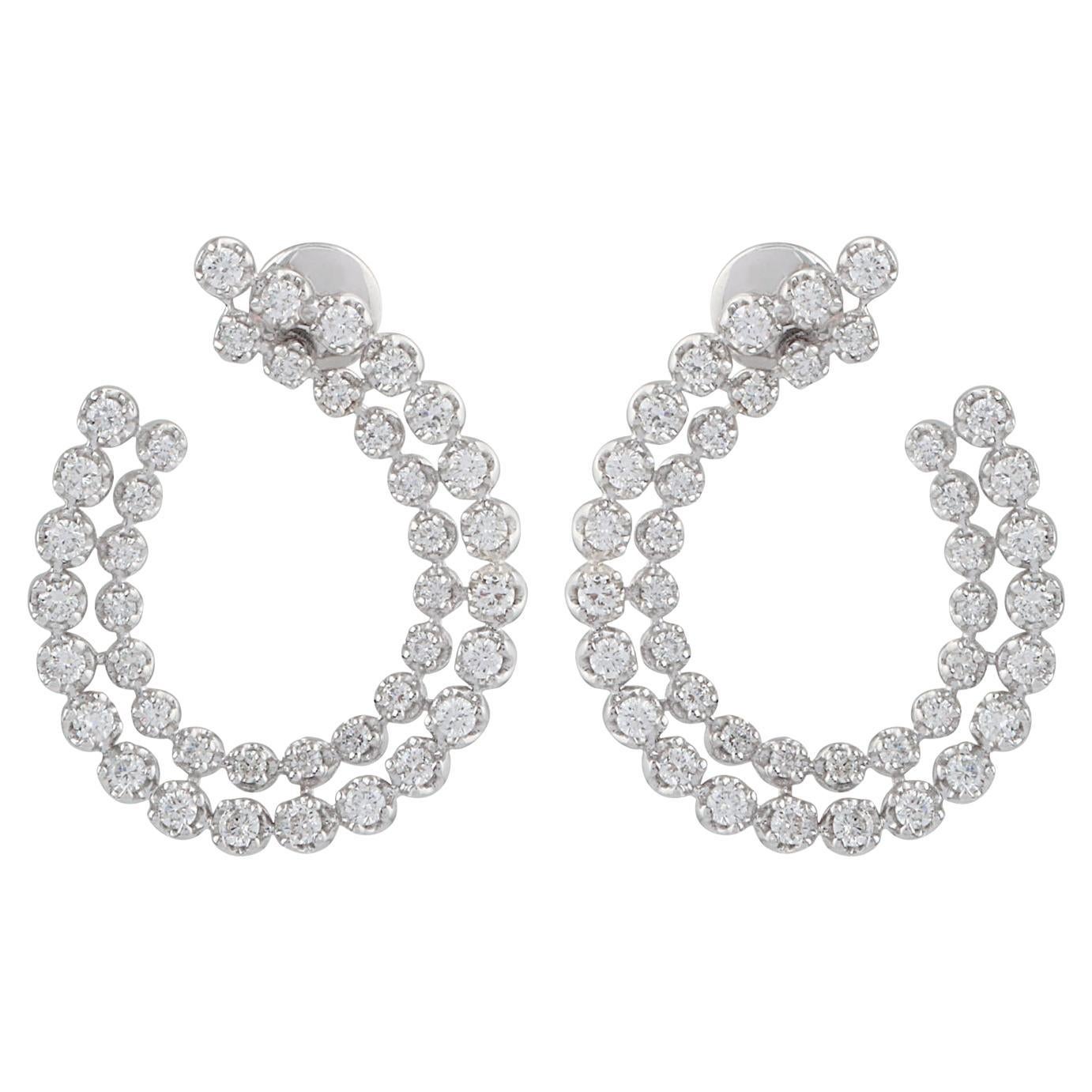 1.85 Carat SI Clarity HI Color Diamond Hoop Earrings 14 Karat White Gold Jewelry