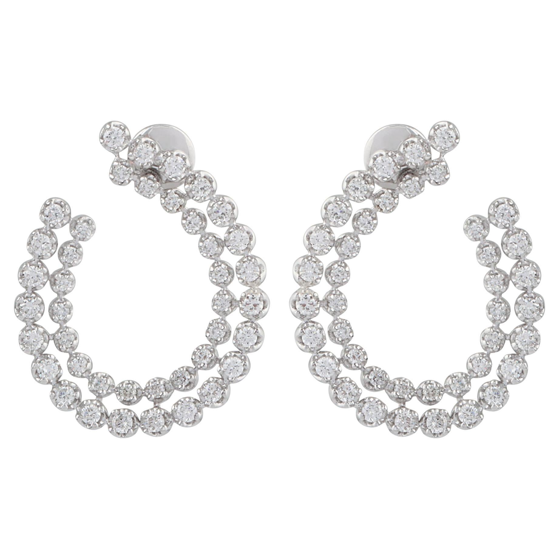 Pendientes de aro de diamantes de 1,85 quilates con claridad SI y color HI Joyas de oro blanco de 14 quilates