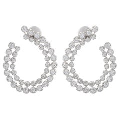 1.85 Carat SI Clarity HI Color Diamond Hoop Earrings 14 Karat White Gold Jewelry