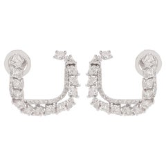 1,85 quilates SI Claridad HI Color Pendientes de aro de diamantes 18k Oro blanco Joyería fina