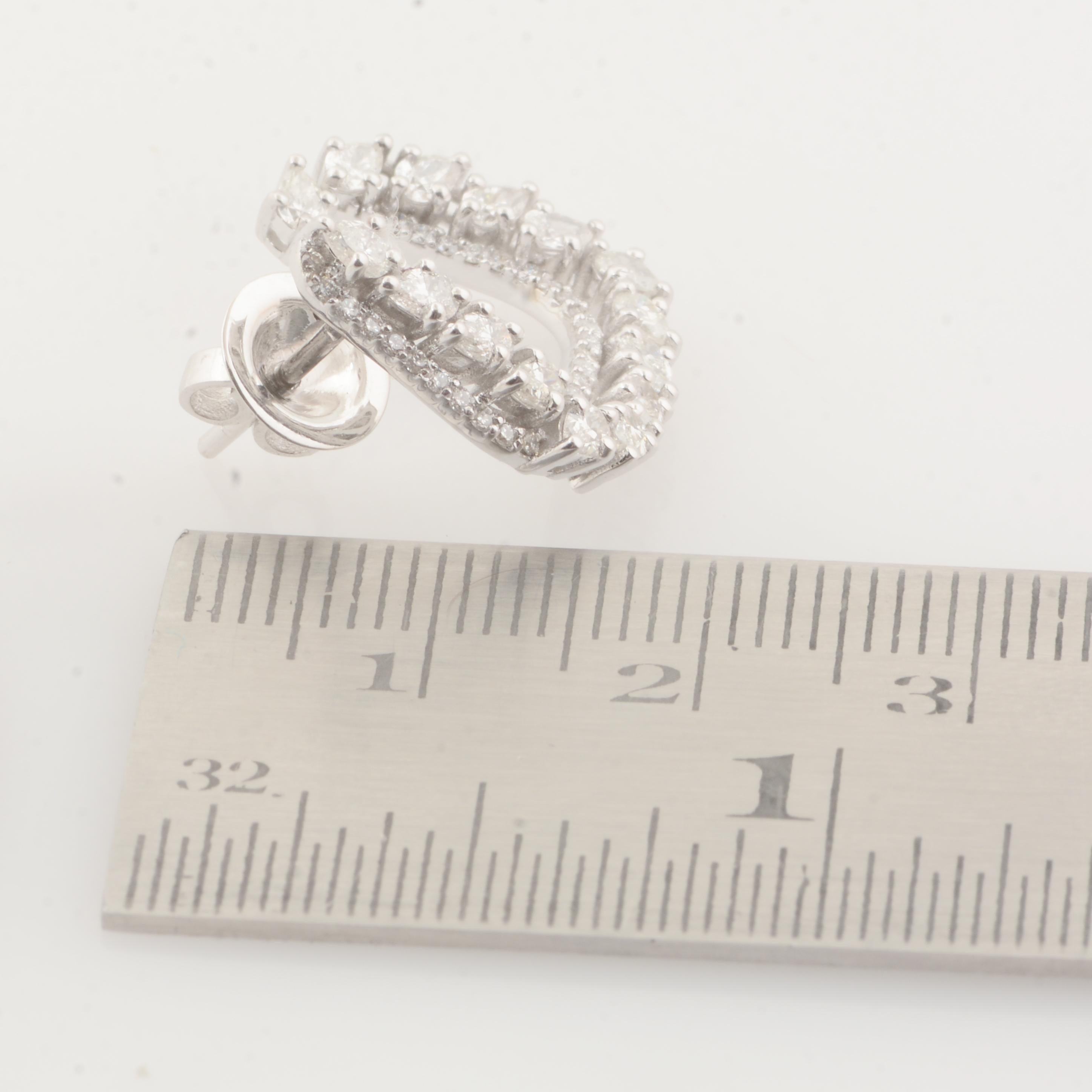 1,85 quilates SI Claridad HI Color Pendientes de aro de diamantes 18k Oro blanco Joyería fina Corte redondo en venta