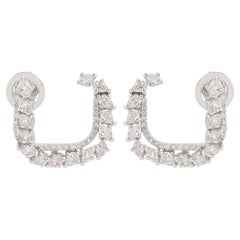 1.85 Carat SI Clarity HI Color Diamond Hoop Earrings 18k White Gold Fine Jewelry