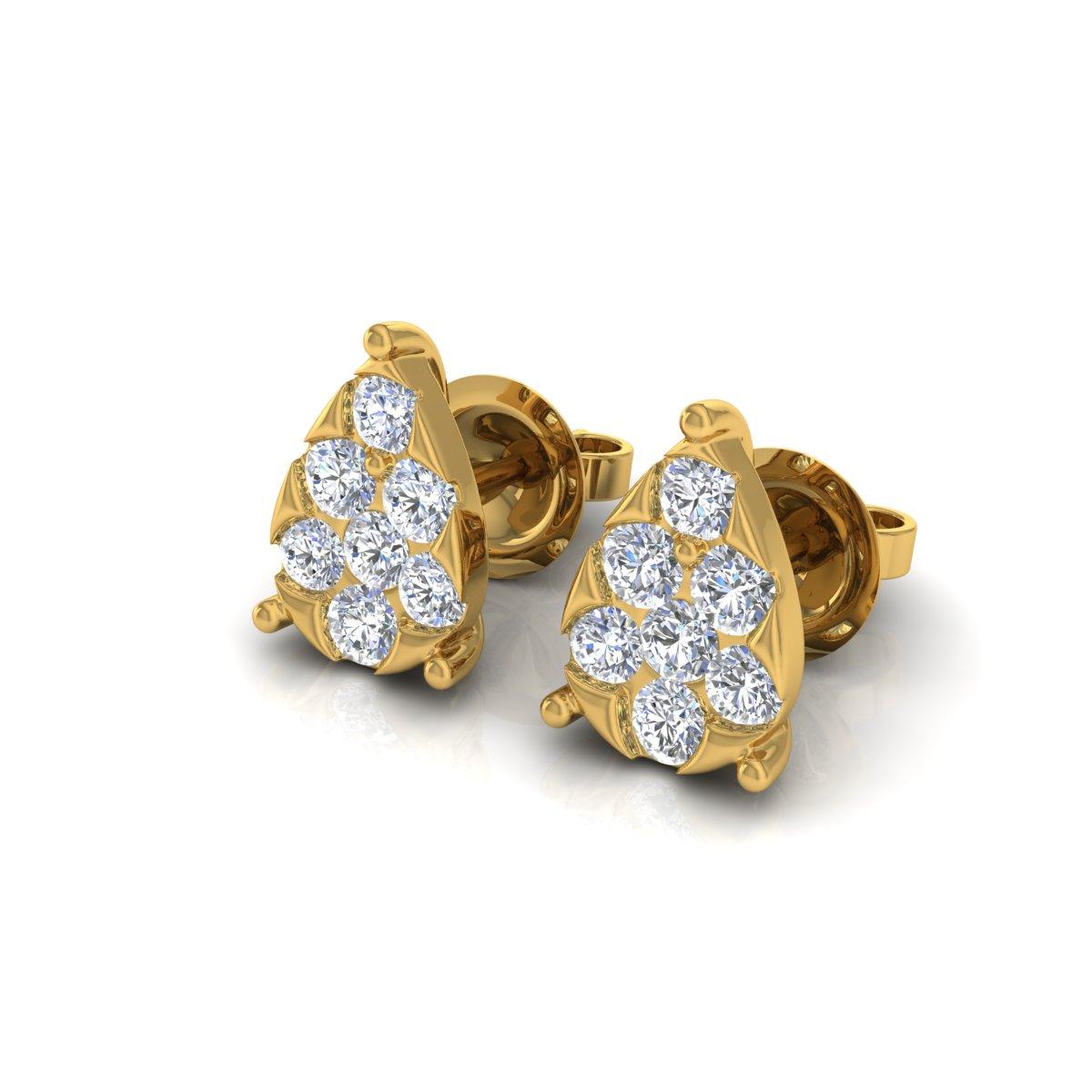 Moderne 1.85 Carat SI Clarity HI Color Diamond Pear Stud Earrings 18 Karat Yellow Gold en vente