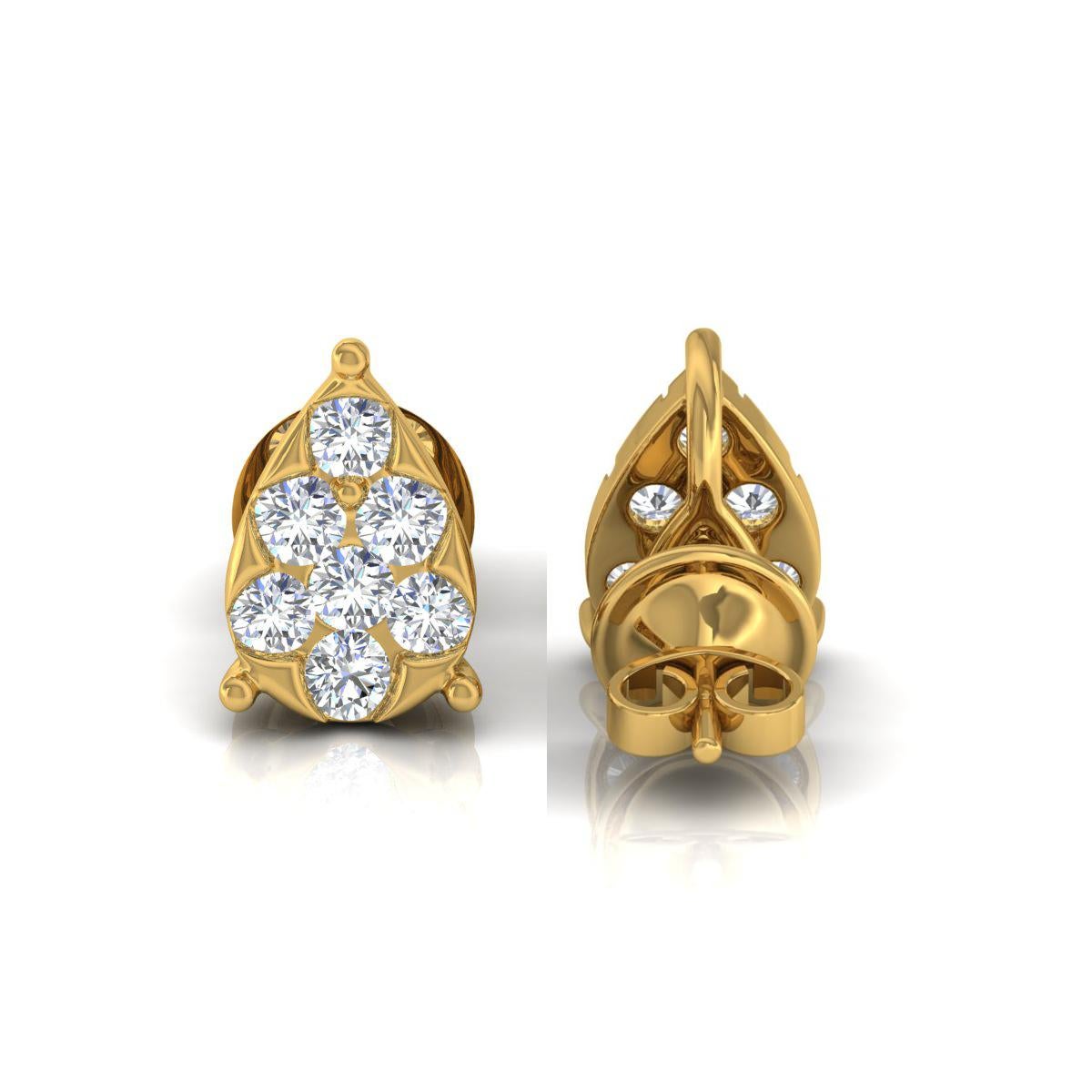 1.85 Carat SI Clarity HI Color Diamond Pear Stud Earrings 18 Karat Yellow Gold Pour femmes en vente