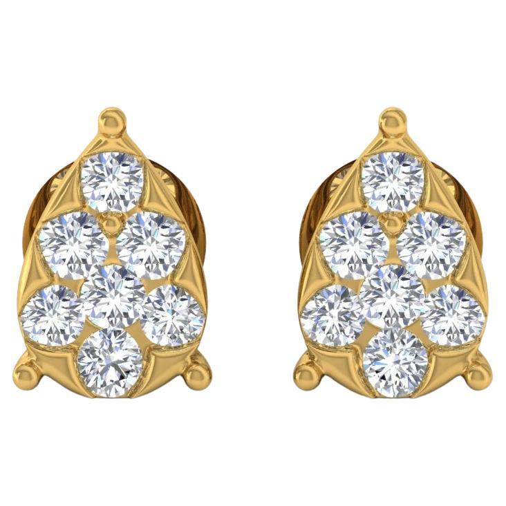 1.85 Carat SI Clarity HI Color Diamond Pear Stud Earrings 18 Karat Yellow Gold en vente