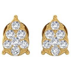 1.85 Carat SI Clarity HI Color Diamond Pear Stud Earrings 18 Karat Yellow Gold