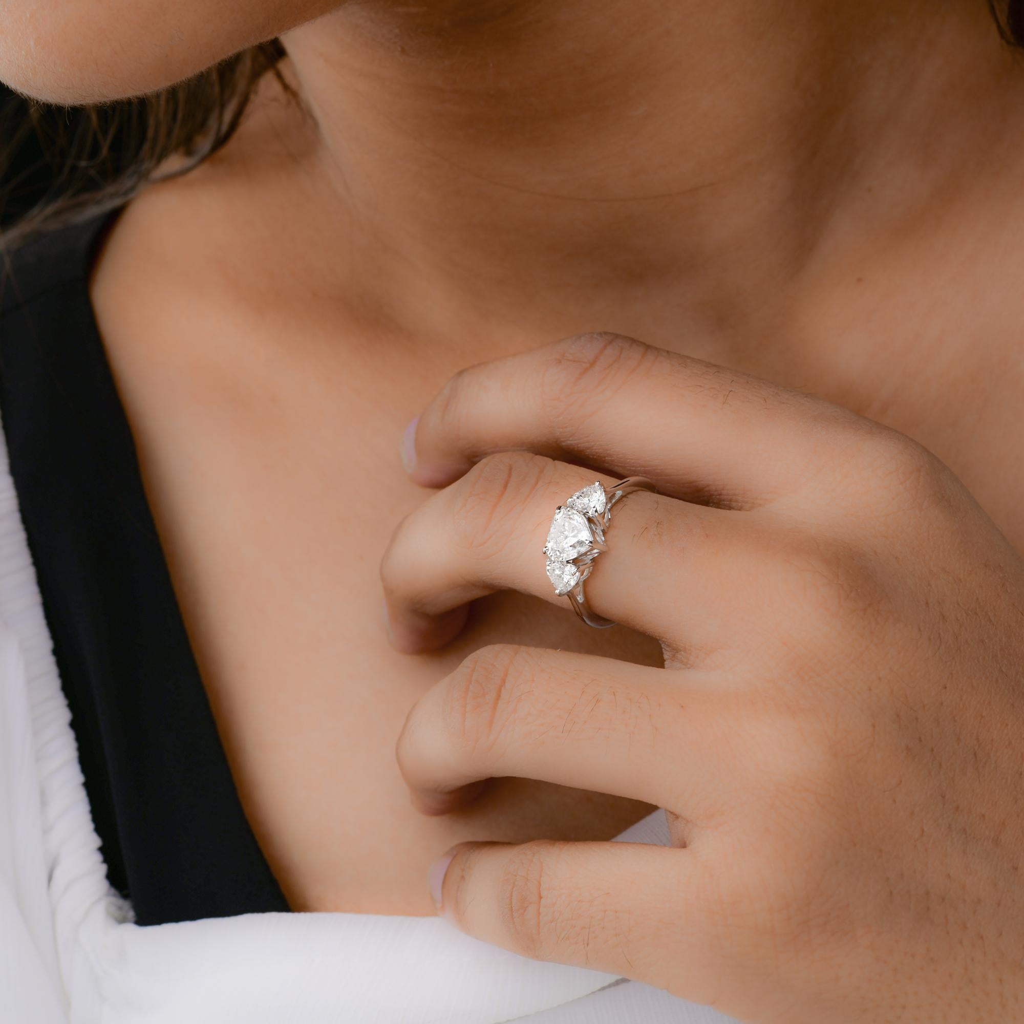 De las mujeres 1,85 quilates SI/H Corazón talla brillante Anillo de tres piedras Oro blanco 14 quilates en venta