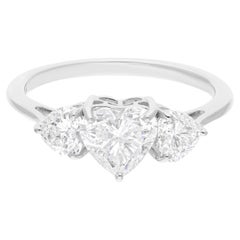1.85 Carat SI/H Heart Brilliant Cut Diamond Three Stone Ring 14 Karat White Gold