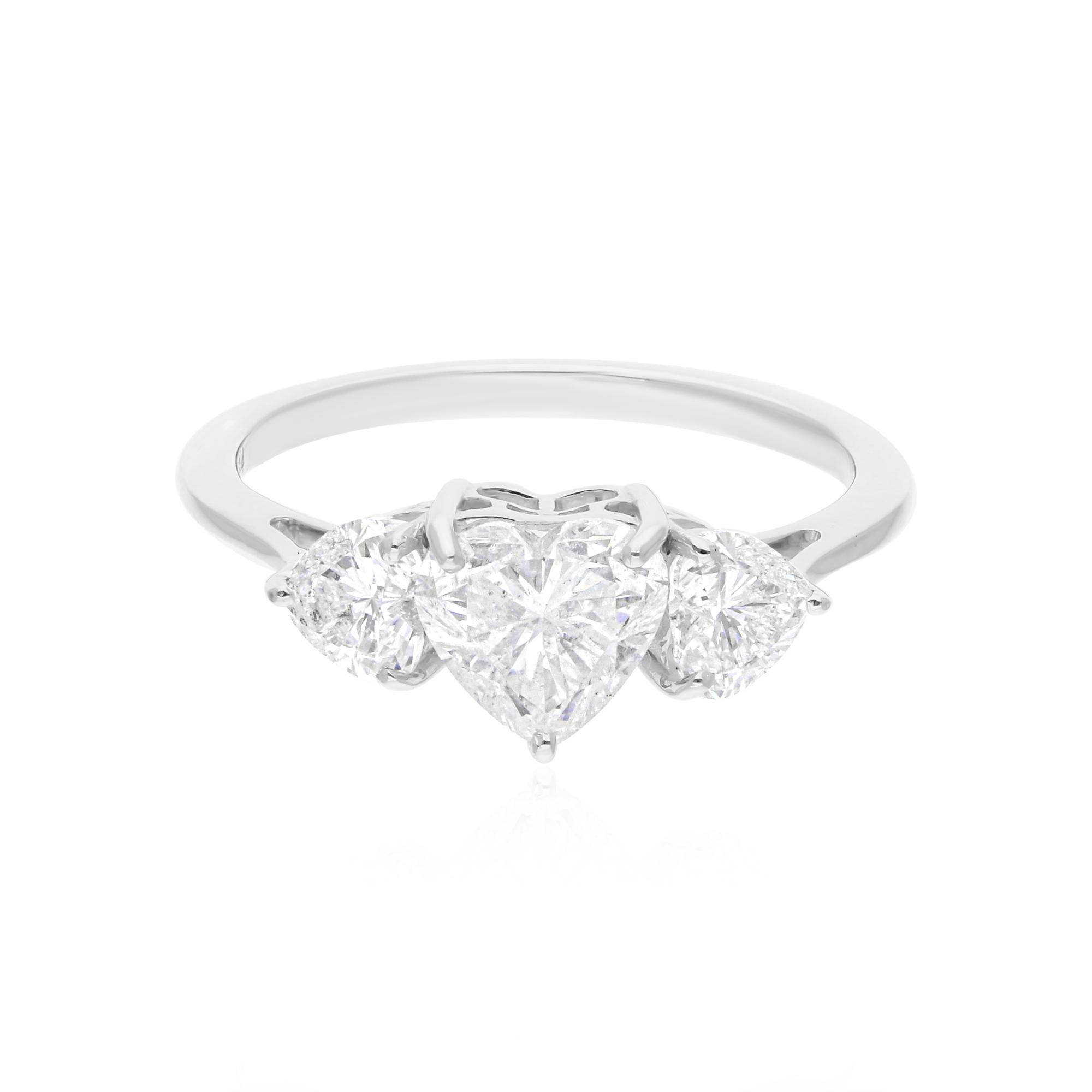 1.85 Carat SI/H Heart Brilliant Cut Diamond Three Stone Ring 18 Karat White Gold