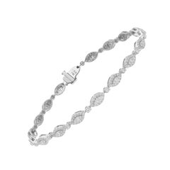 Bracciale Tennis Halo con diamanti a forma di marchesa da 1,85 carati SI/H Oro bianco 14 carati