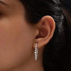 Natural Diamond Hoop Earrings 1.85 Carats 18K White Gold Pear Shape Diamond Hoop